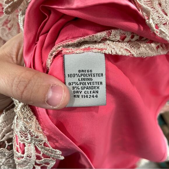 Eliza J Pink Brocade Overlay Lace Sheath Dress - Picture 4 of 9